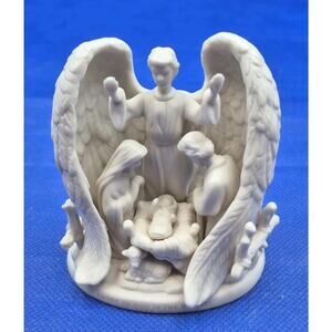 Vintage Dayspring White Bisque NATIVITY Ornament 3x3"